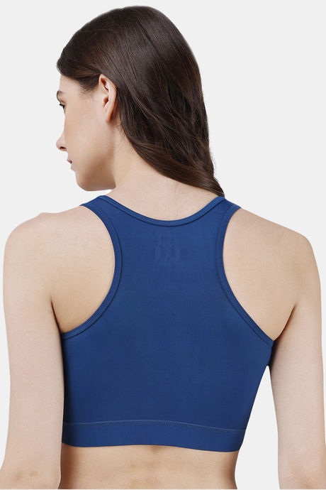 Soie Moisture Wicking Removable Padding Sports Bra - Deep Blue — image 2